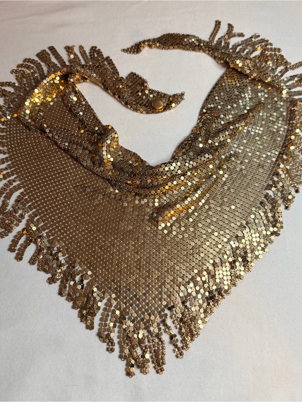 Gold Sequin Fringe Triangle Scarf - Women Accessories
